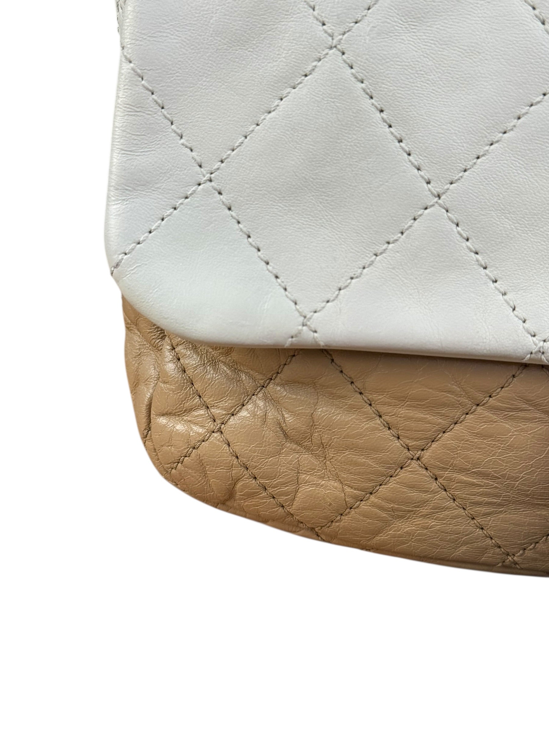 Chanel Bicolor Medium Leather Flap Bag Beige '08