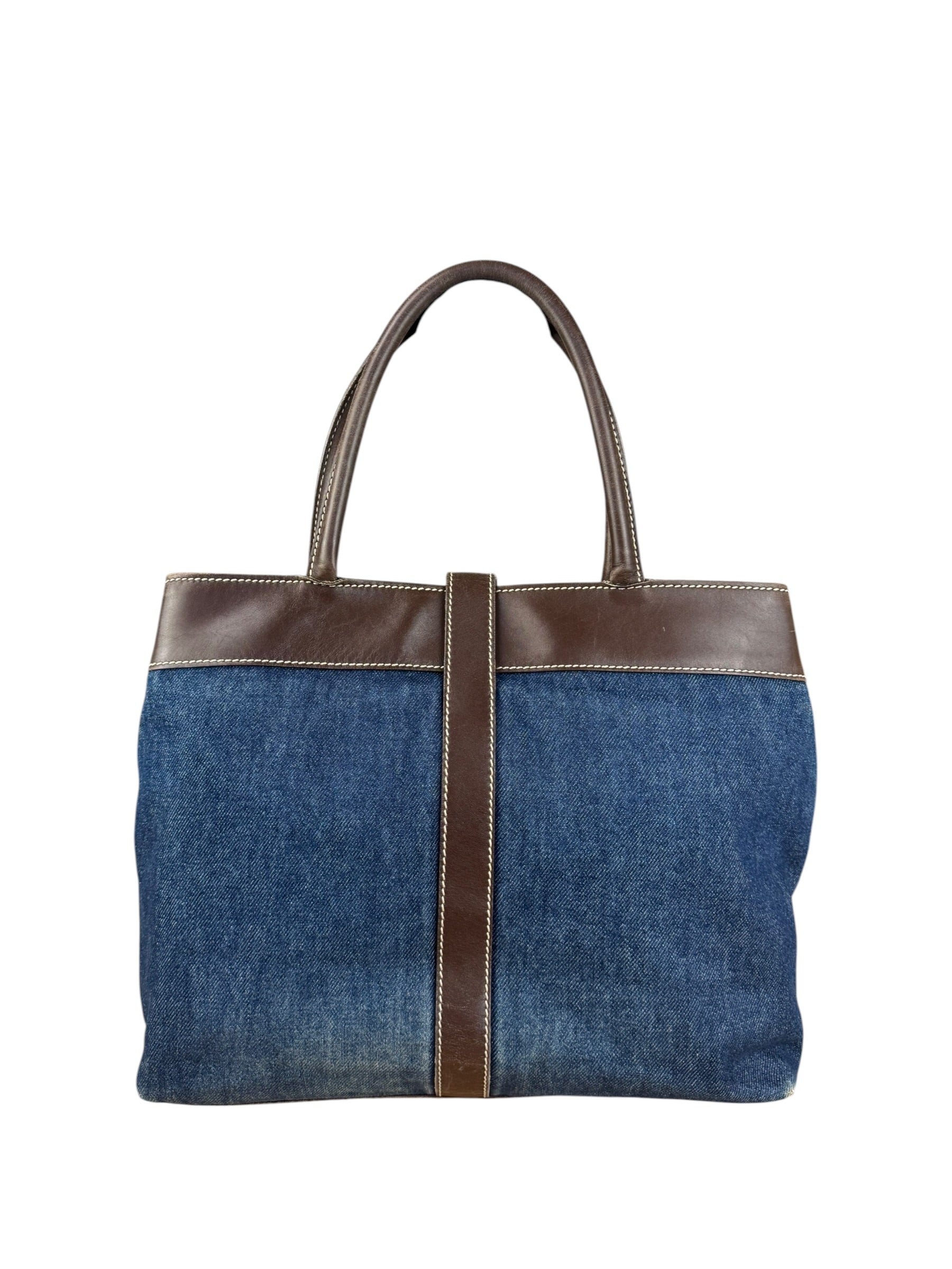 Chanel Denim CC Leather Lined Tote Bag 2001