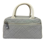 Chanel Grey Quilted Leather Trim Bowling Bag 2000