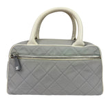 Chanel Grey Quilted Leather Trim Bowling Bag 2000