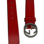 Gucci Red Leather Interlocking GG Belt