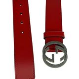 Gucci Red Leather Interlocking GG Belt