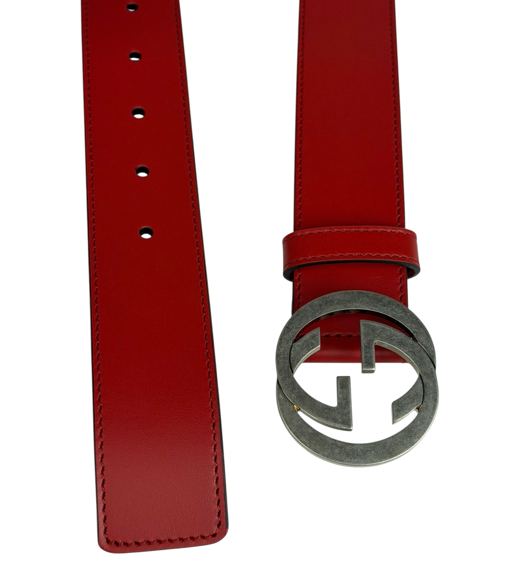 Gucci Red Leather Interlocking GG Belt