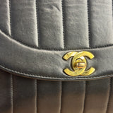 Chanel Black Mademoiselle Vertical Quilted Flap 1992 17ds