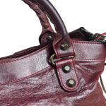 Balenciaga Vintage Burgundy Leather Moto City Two-Way Bag
