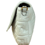 Fendi Large Zucca Embossed Leather Baguette White