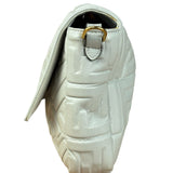 Fendi Large Zucca Embossed Leather Baguette White