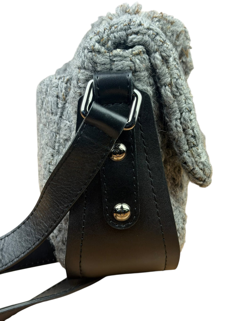 Chanel Grey Wool Tweed Flap Bag 2011