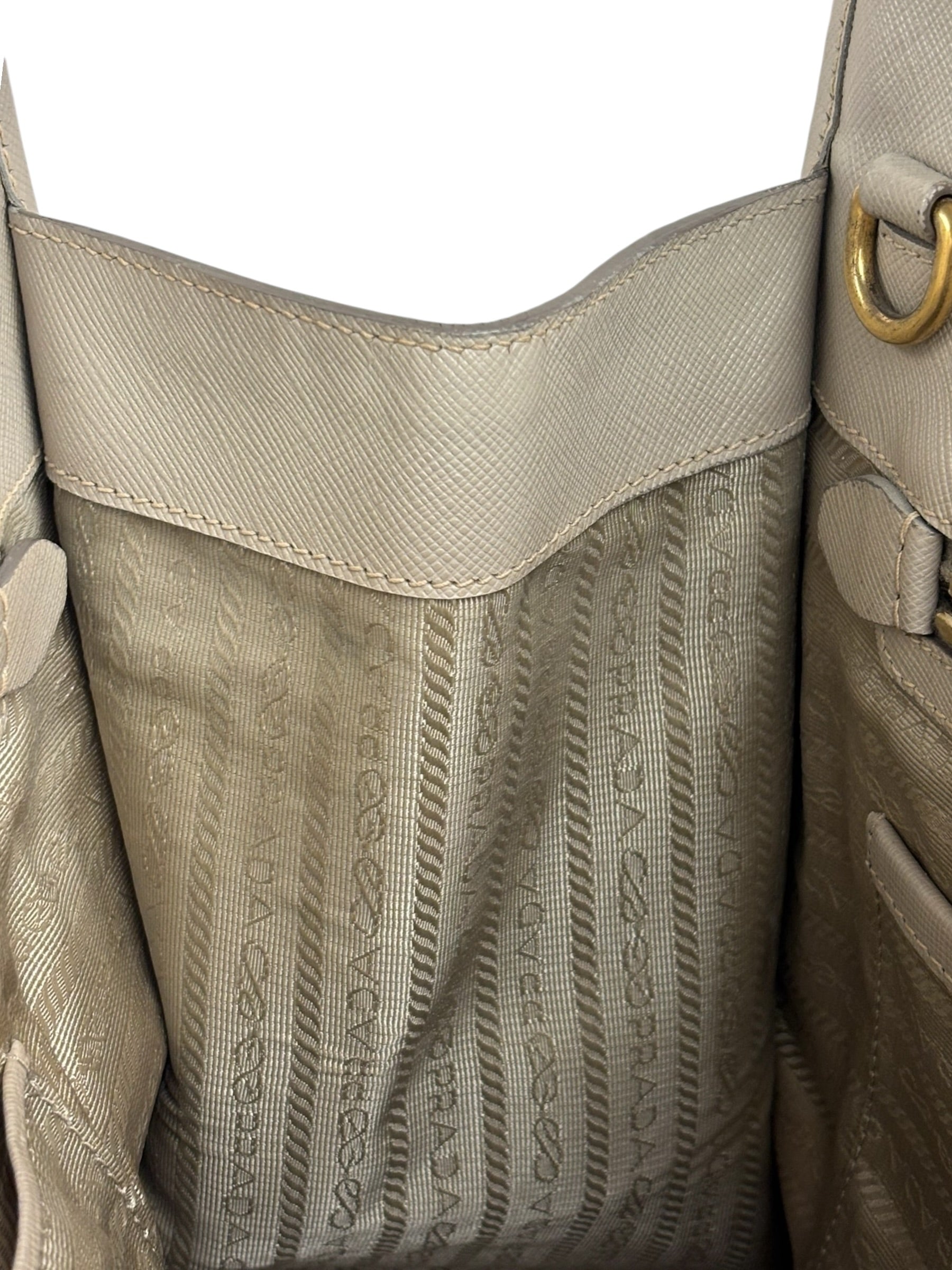 Prada Saffiano Lux Leather Grey 2Way Shopping Bag
