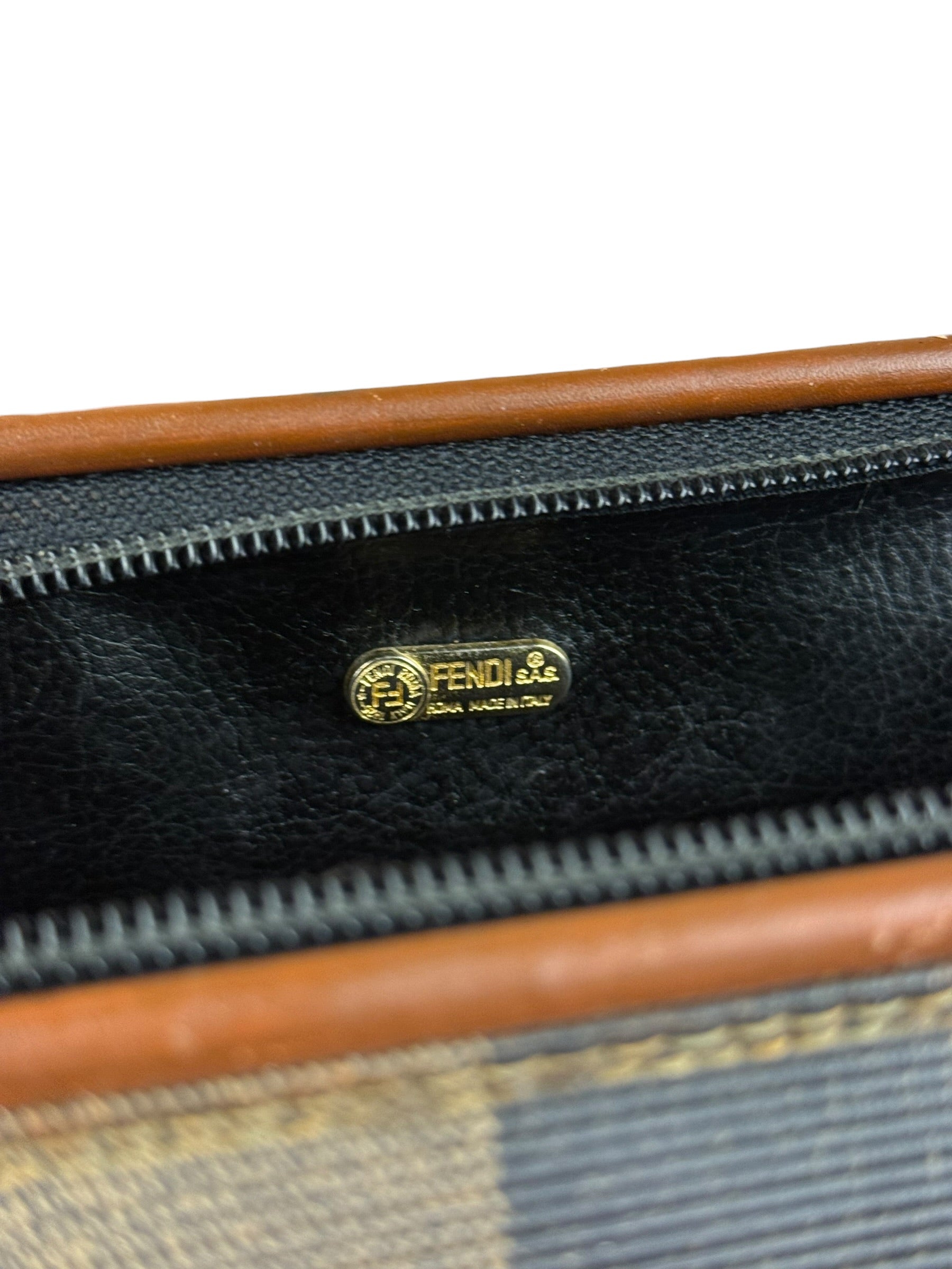 Fendi Vintage Pequin Stripped Nano Boston Bag