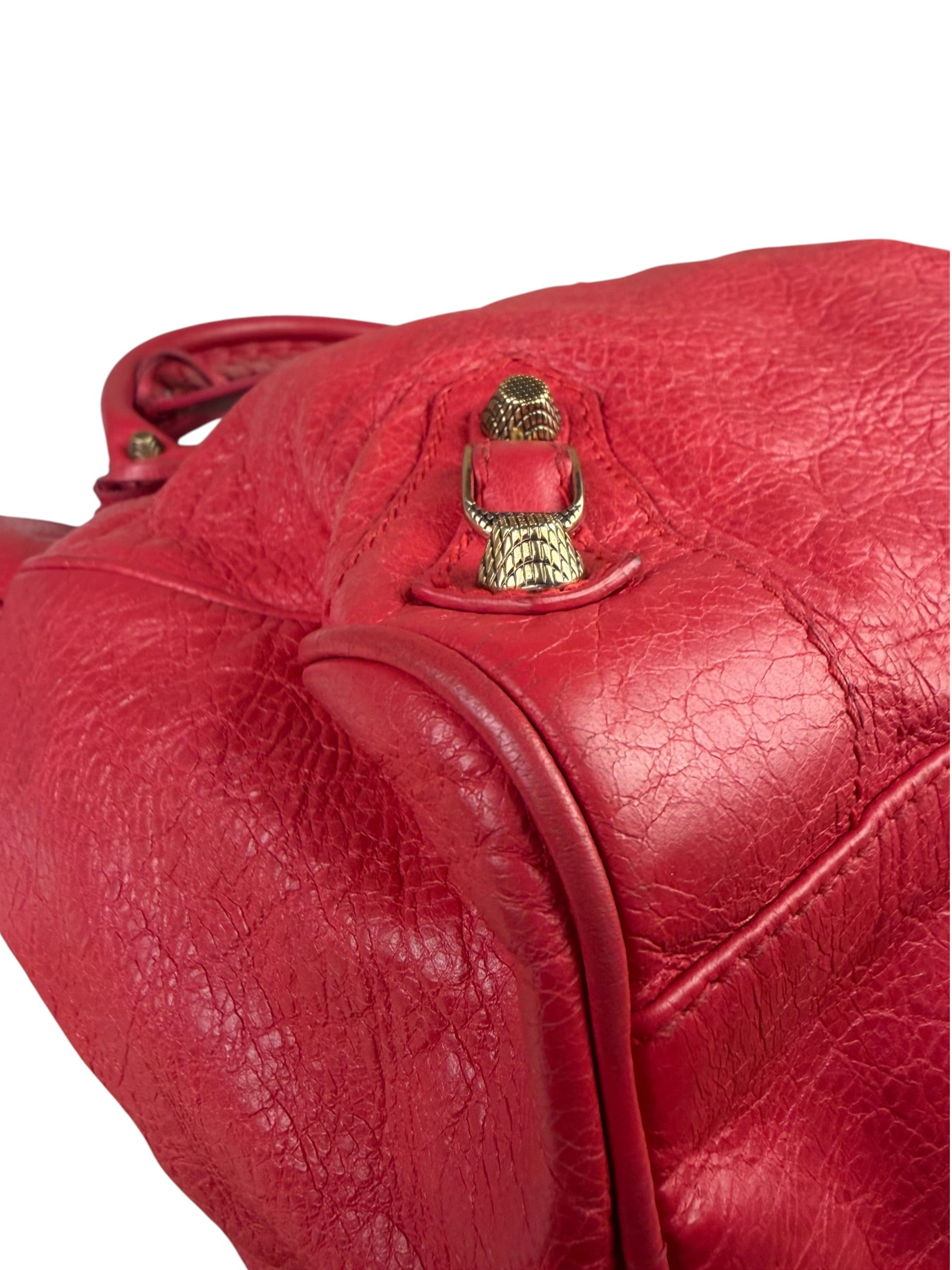 Balenciaga Red Calfskin Rouge Le City Bag