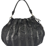 Prada Black Tessuto Nylon/Leather Trim Waves Hobo Bag