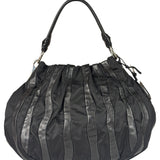 Prada Black Tessuto Nylon/Leather Trim Waves Hobo Bag