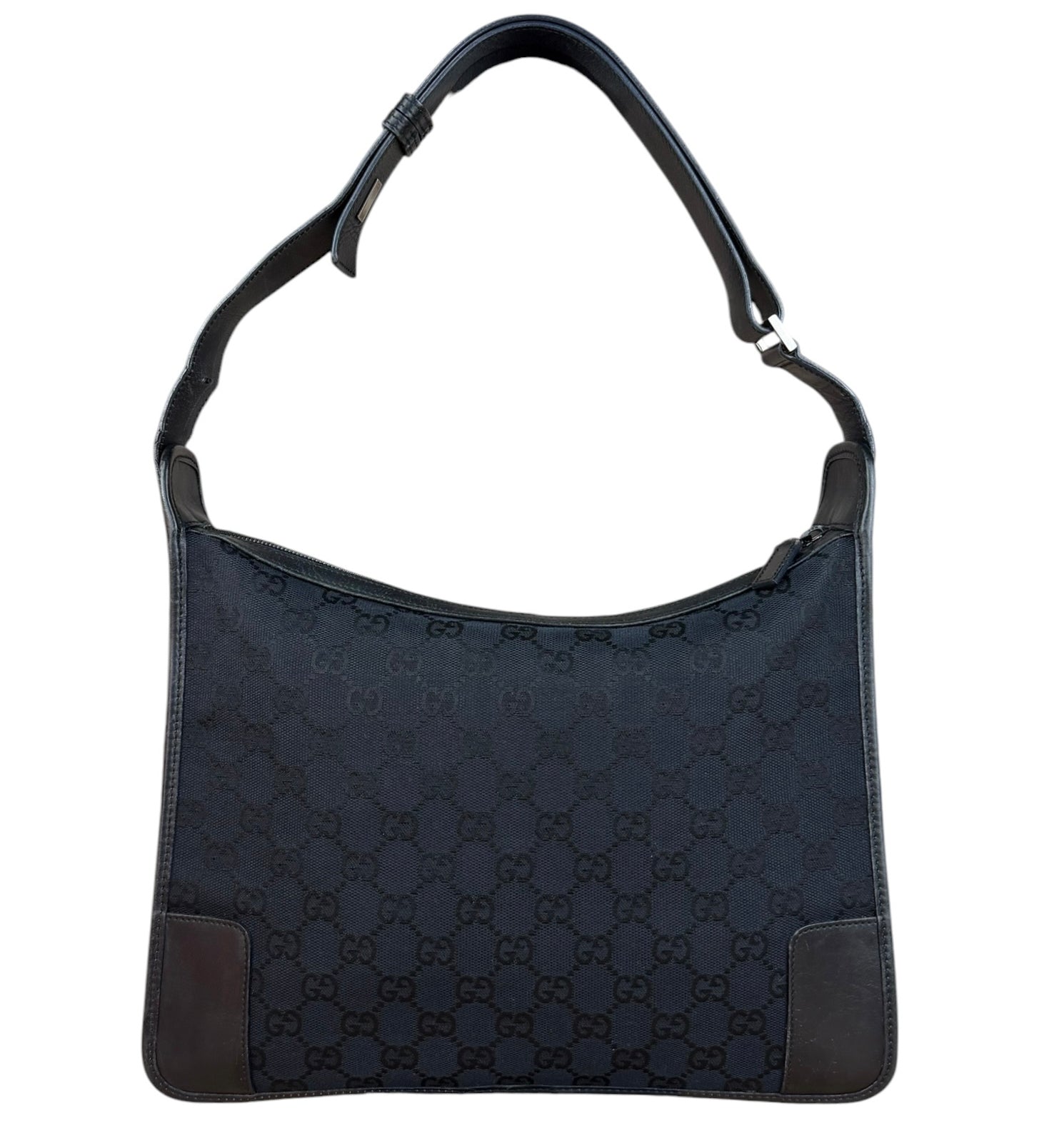 Gucci Vintage Black GG Canvas Shoulder Bag