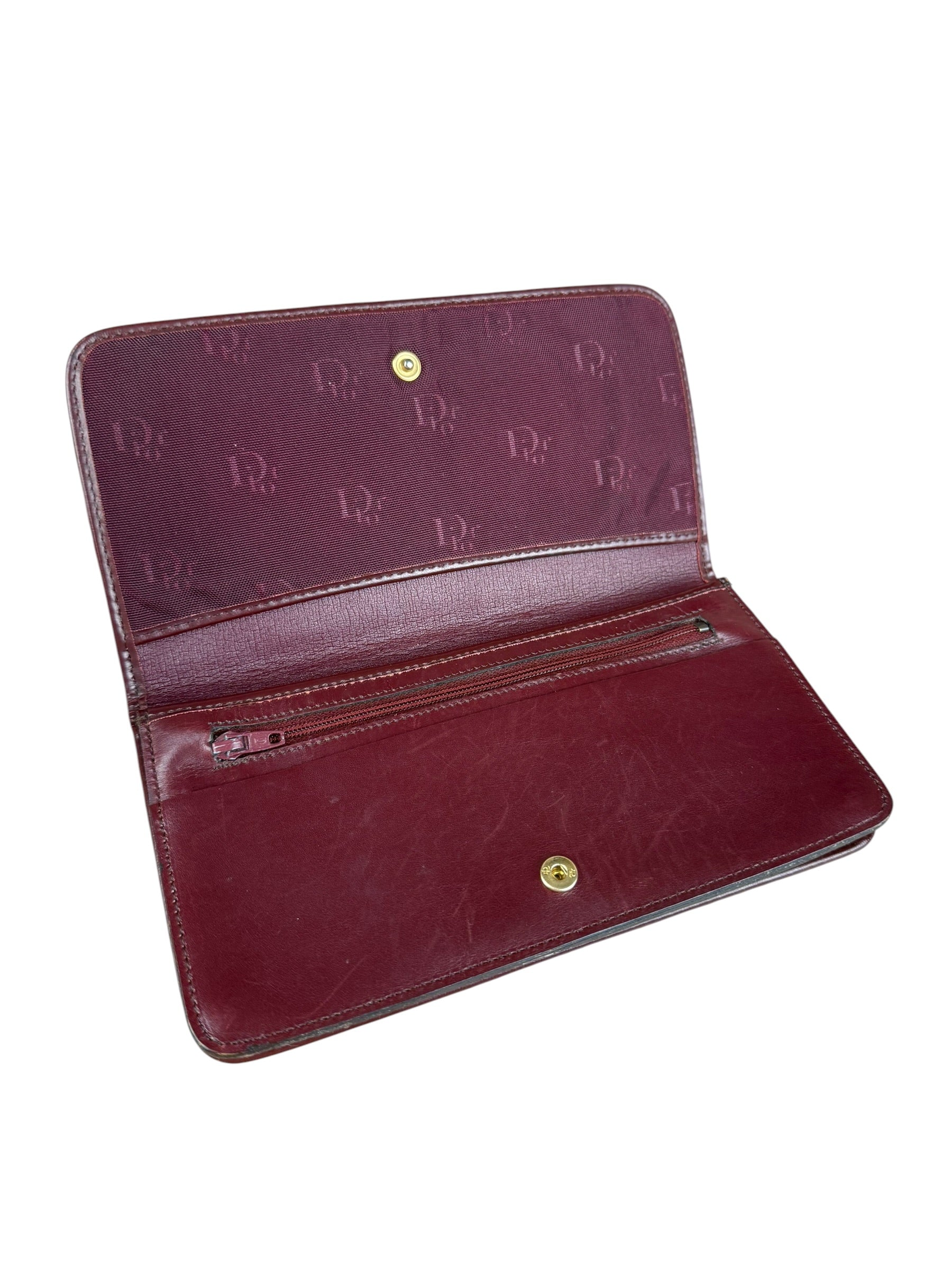 Christian Dior Vintage Canvas Maroon Long Wallet
