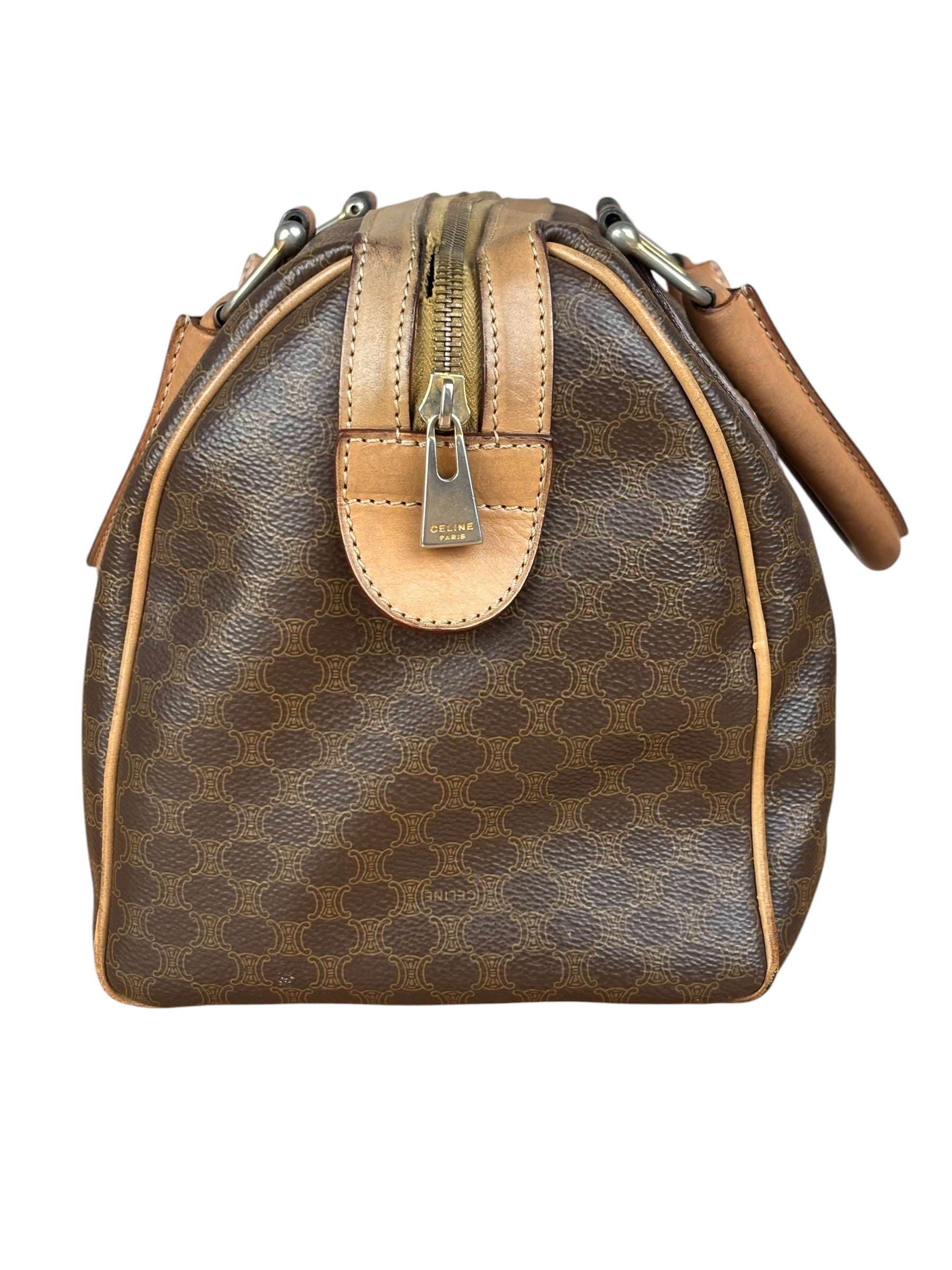 Celine Brown Leather Boston Handbag
