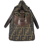 Fendi Vintage Brown Leather Trim Zucca De Jour Media Tote