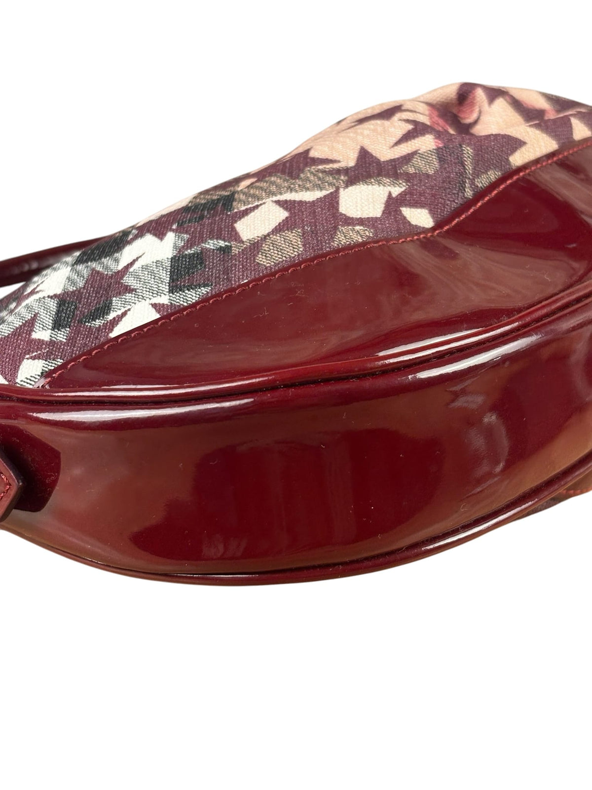 Burberry Berry Red Patent Trim Super Nova Stars Small Hernville Hobo Bag