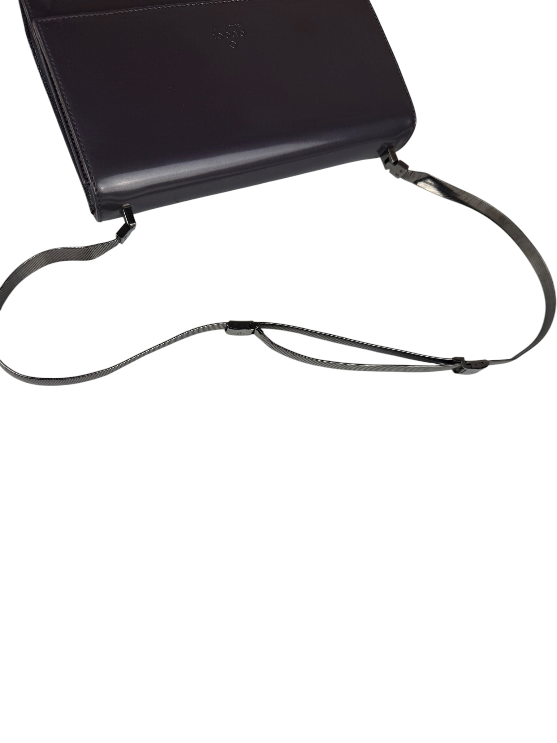 Gucci Grey Patent Leather Flap Mini Shoulder Bag