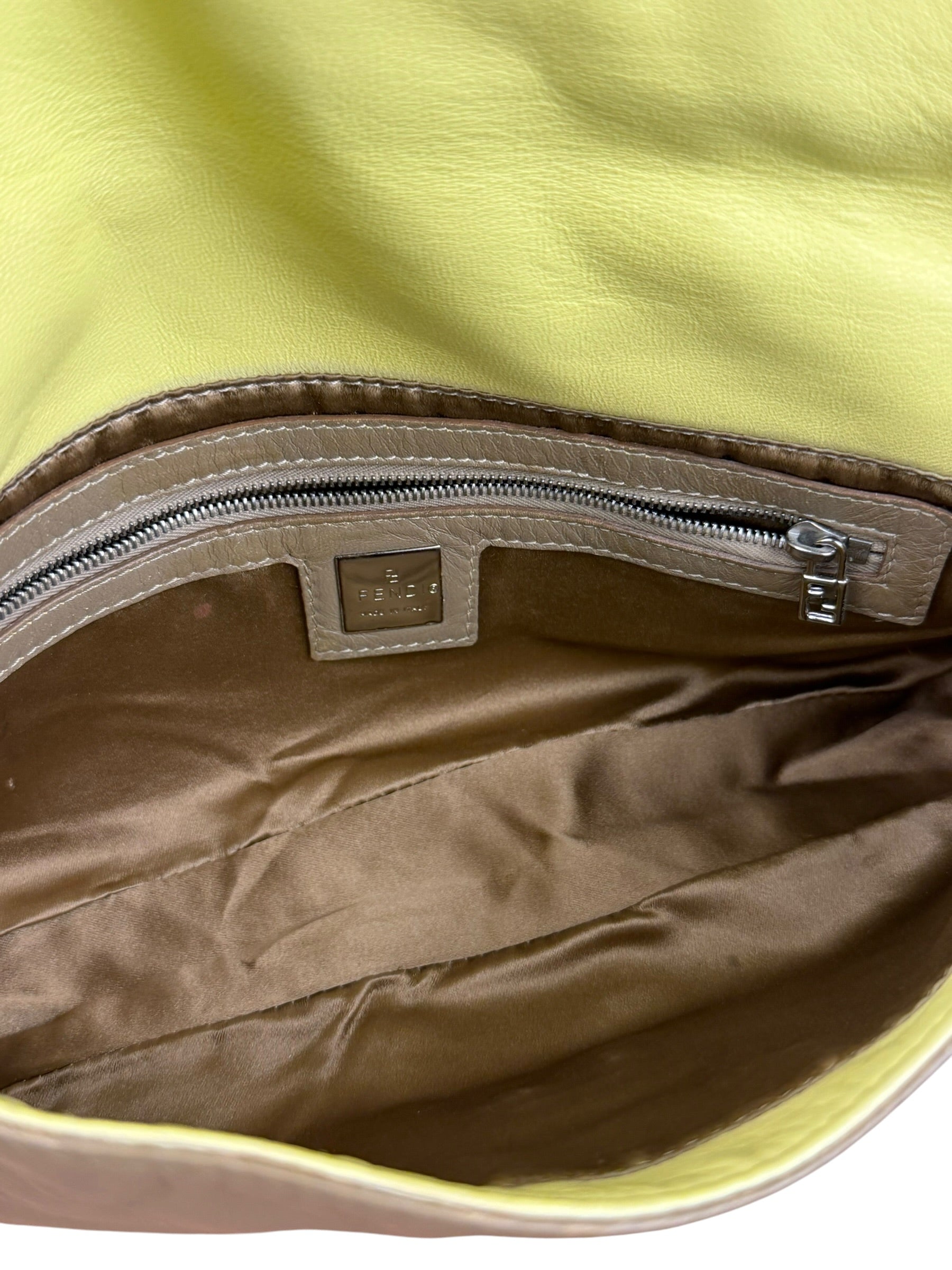 Fendi Yellow Wave Buckle Leather Baguette