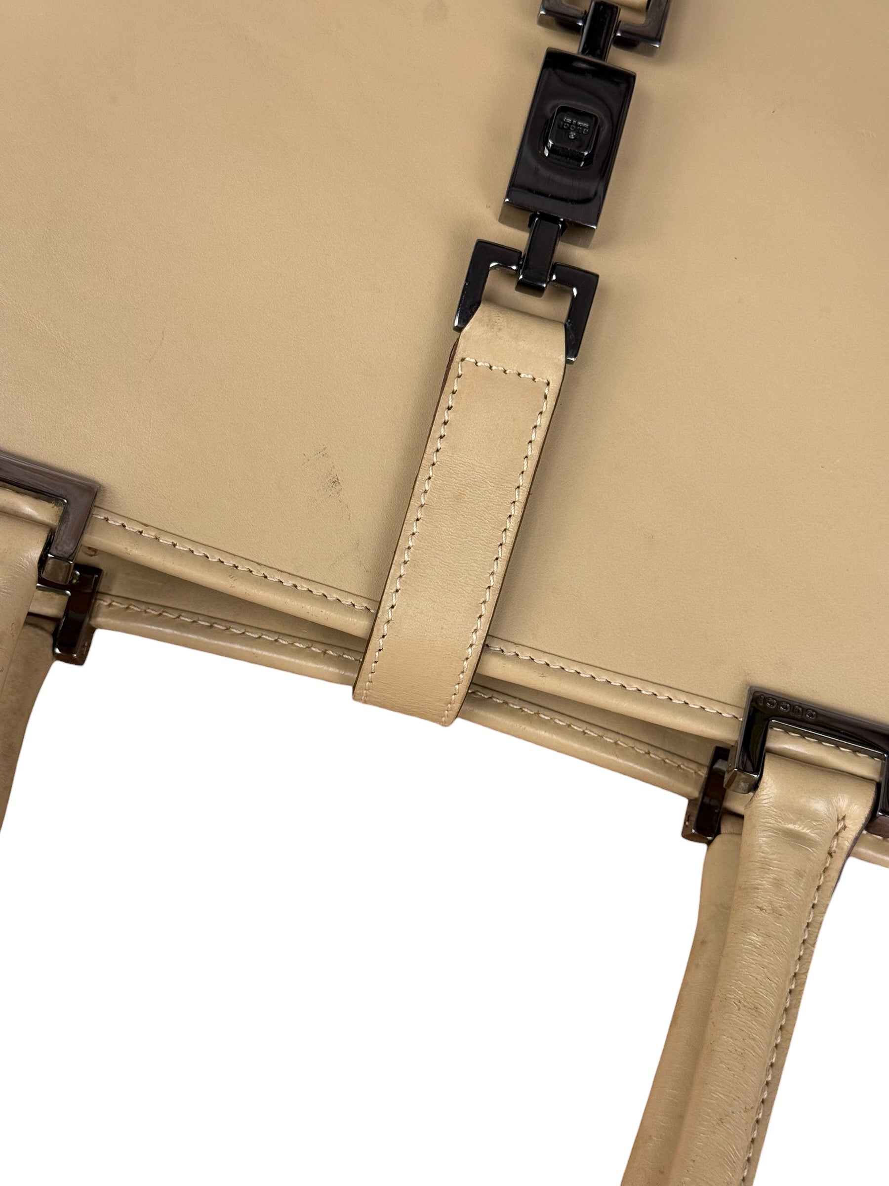Gucci Vintage Beige Leather Jackie Tote Bag