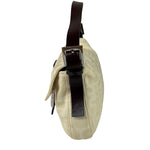 Fendi Vintage FF Ivory Canvas Baguette Shoulder Bag