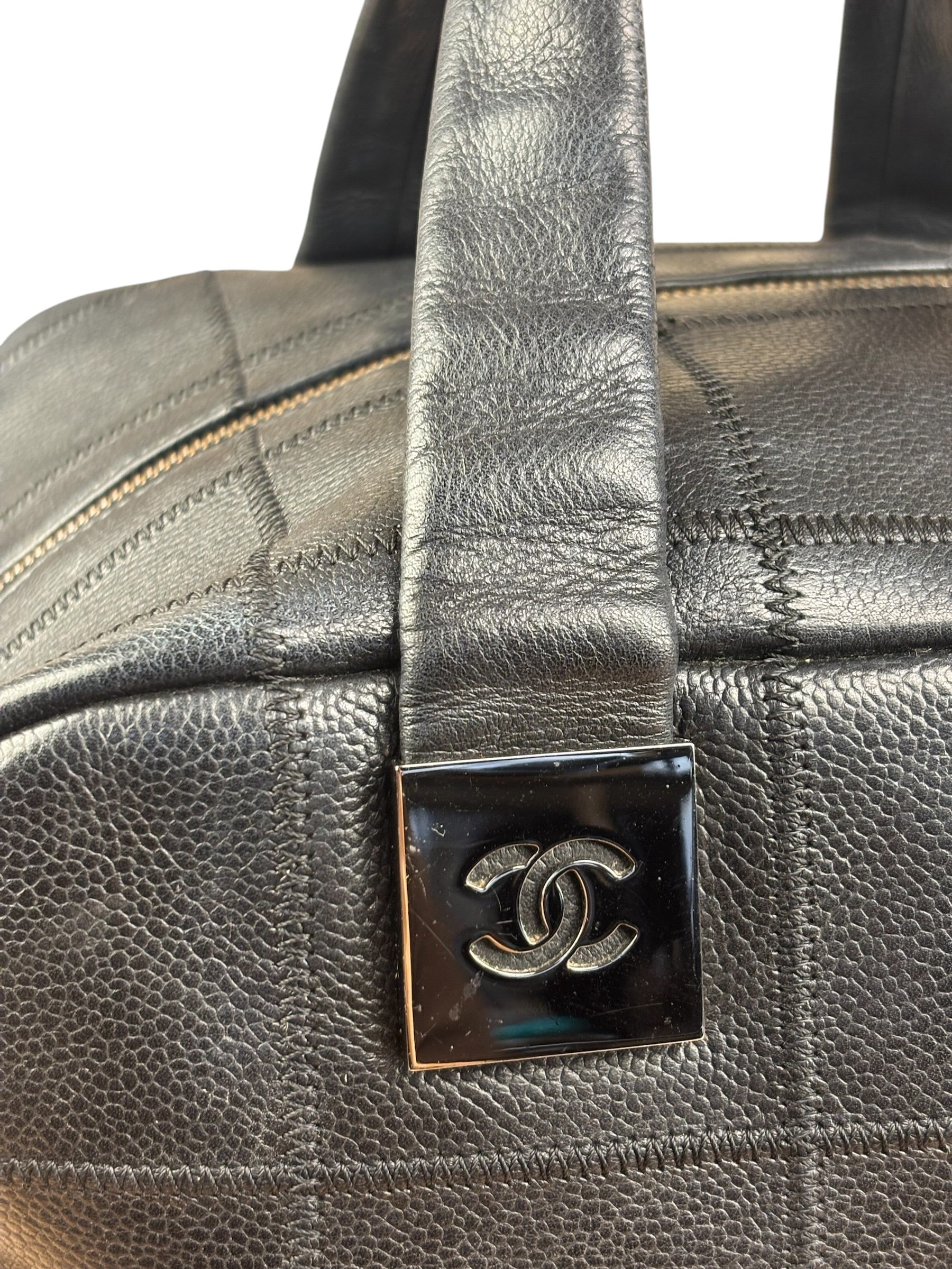 Chanel Black Chocolate Bar Bowling Hand Bag - 2003