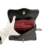 Chanel Vintage Black Leather Double Flap Shoulder Bag 1999