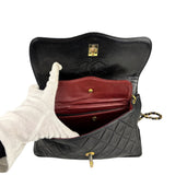Chanel Vintage Black Leather Double Flap Shoulder Bag 1999