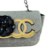 Chanel 2005 Canvas Camellia No. 5 Flap Shoulder Bag