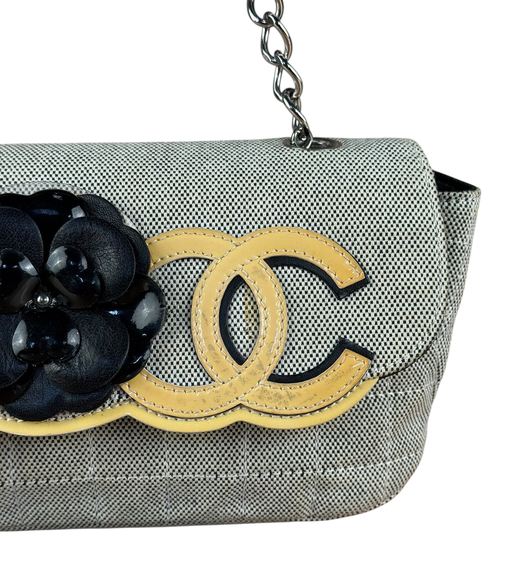 Chanel 2005 Canvas Camellia No. 5 Flap Shoulder Bag
