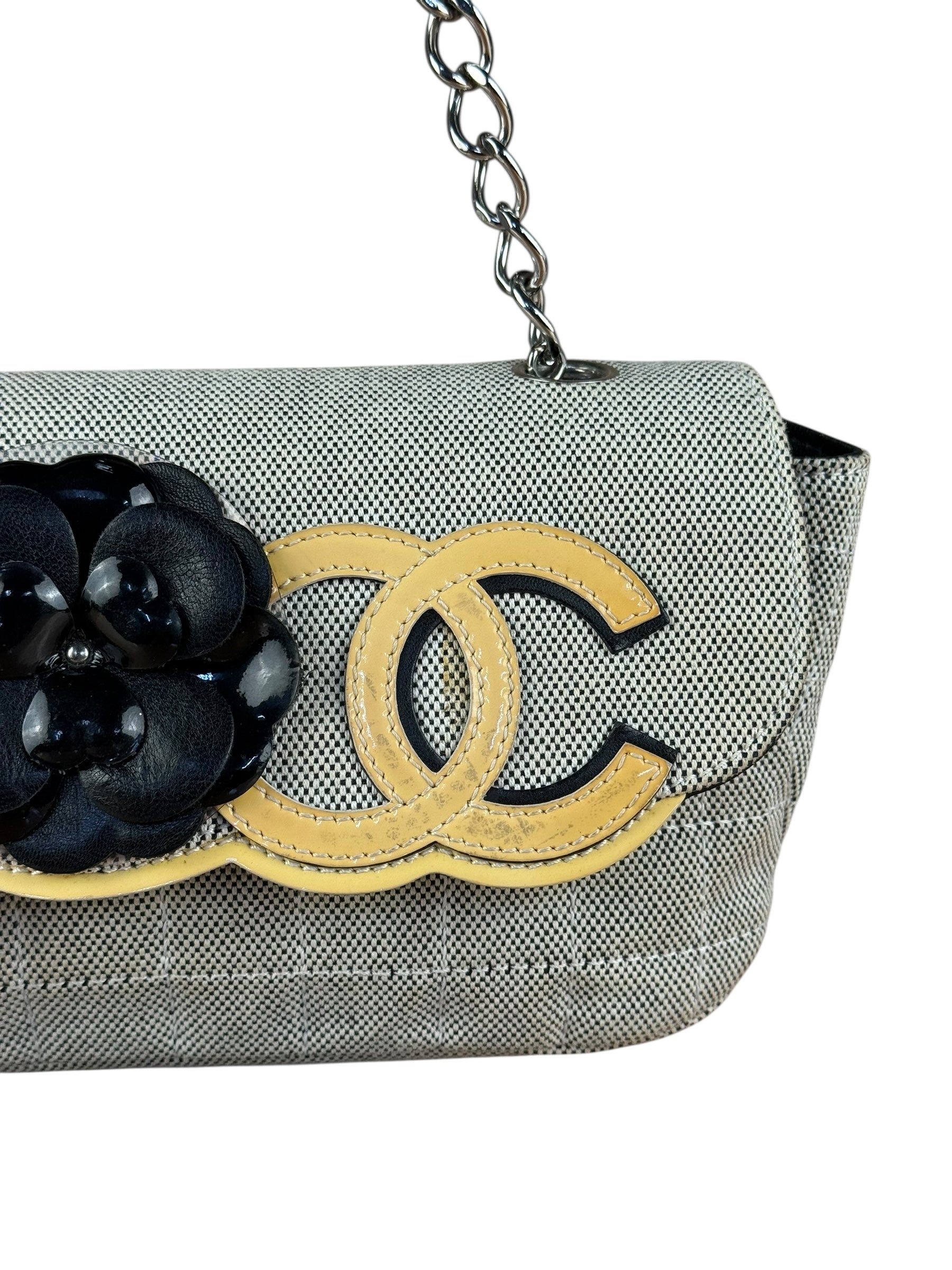 Chanel 2005 Canvas Camellia No. 5 Flap Shoulder Bag