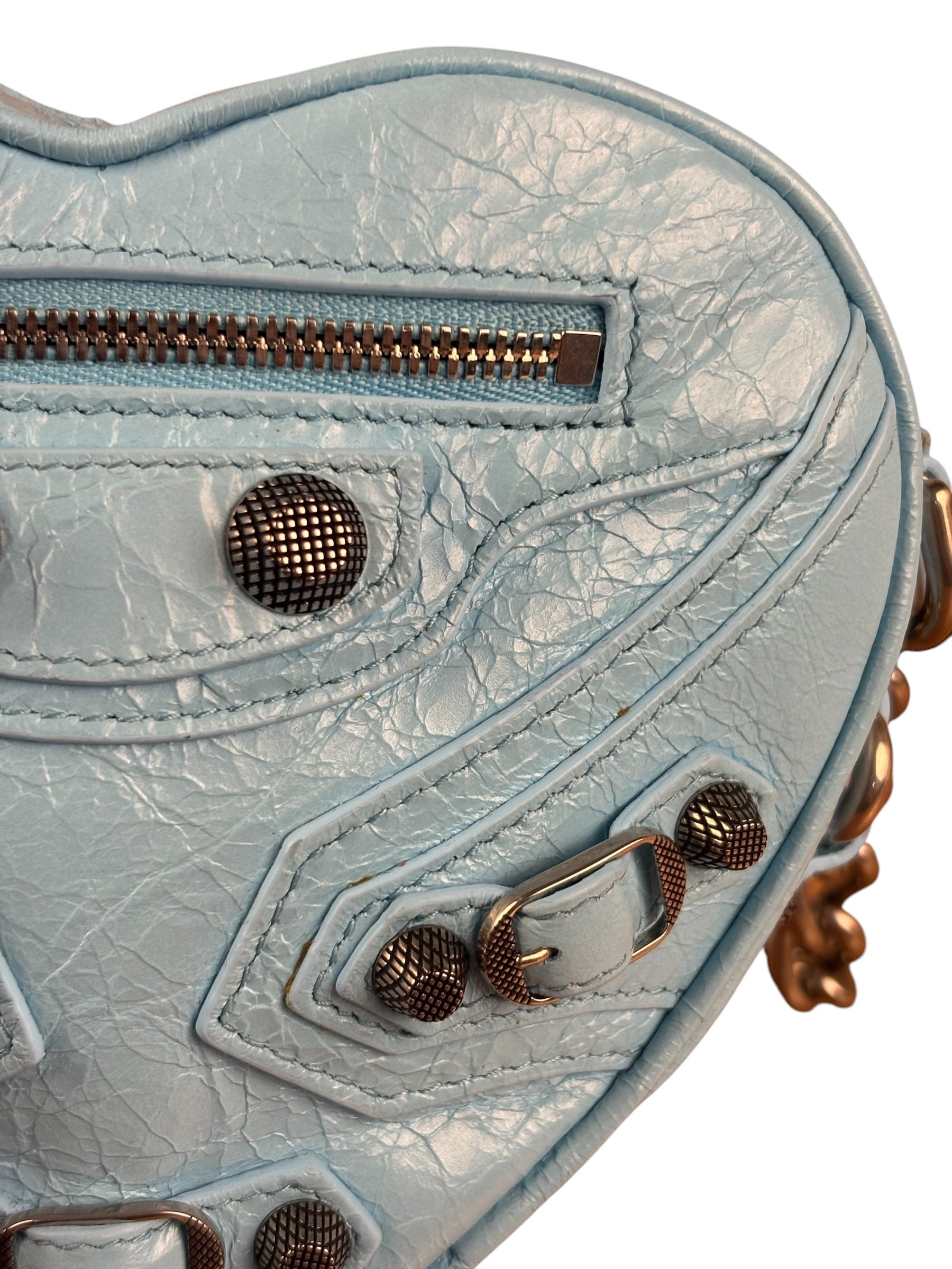 Balenciaga Light Blue Le Cagole Heart Mini Bag