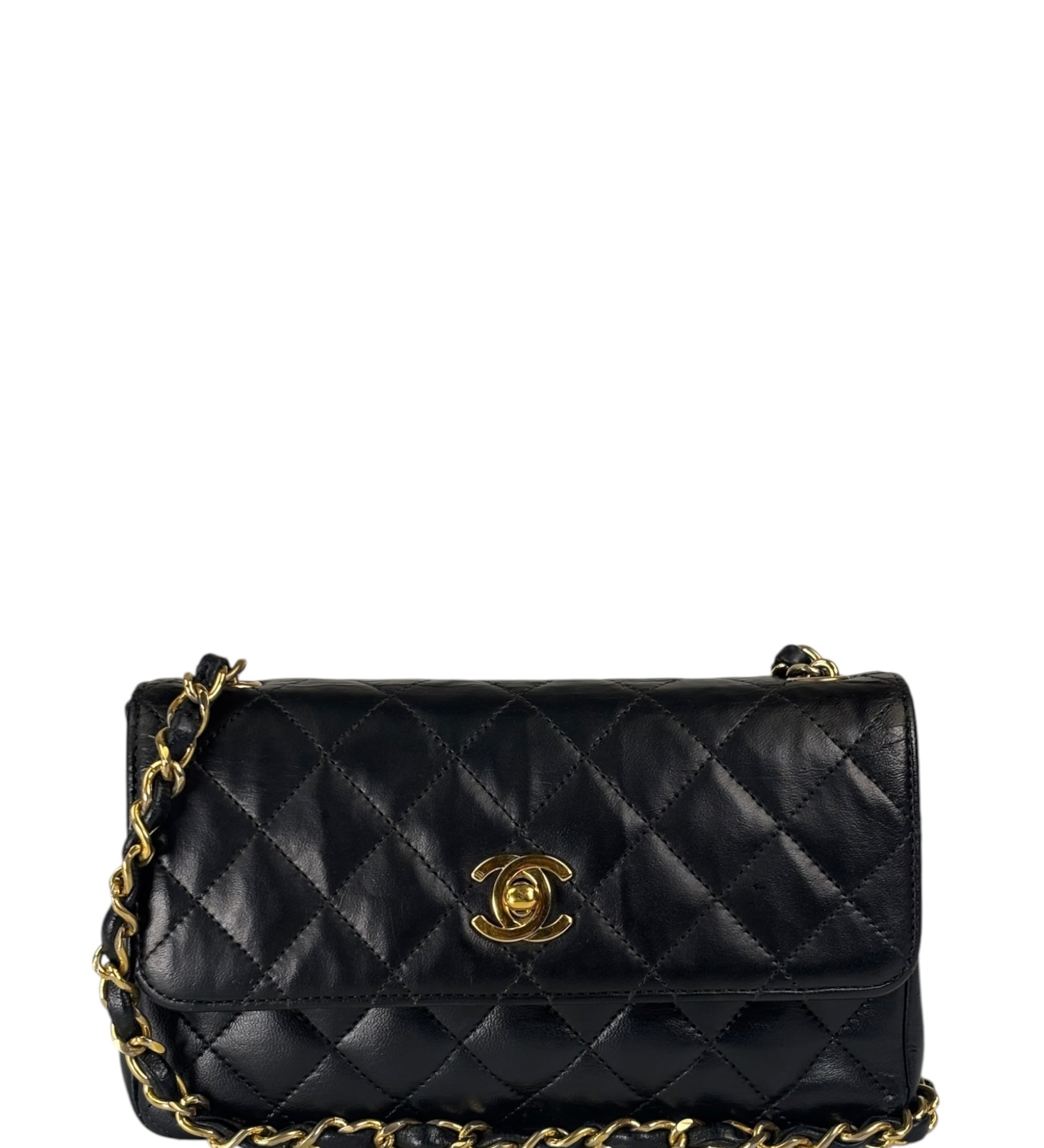 Chanel Black Quilted Leather Flap Bag 1989