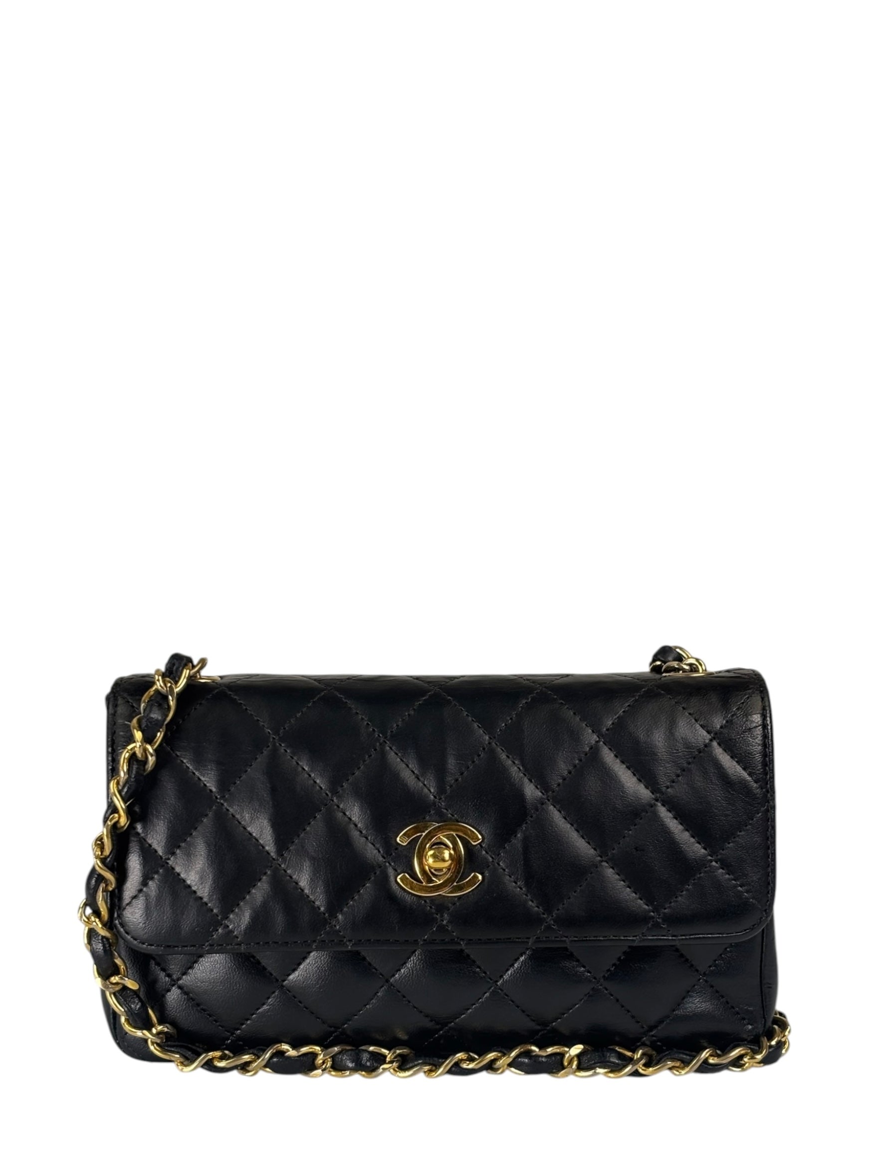 Chanel Black Quilted Leather Flap Bag 1989