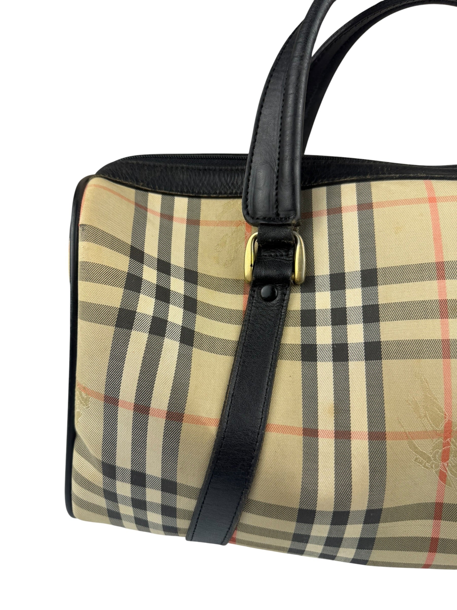 Burberry Vintage Haymarket House Small Boston Bag