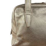 Yves Saint Laurent Gold Leather Embossed YSL Logo Handbag