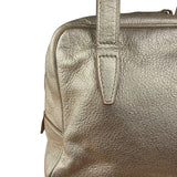 Yves Saint Laurent Gold Leather Embossed YSL Logo Handbag