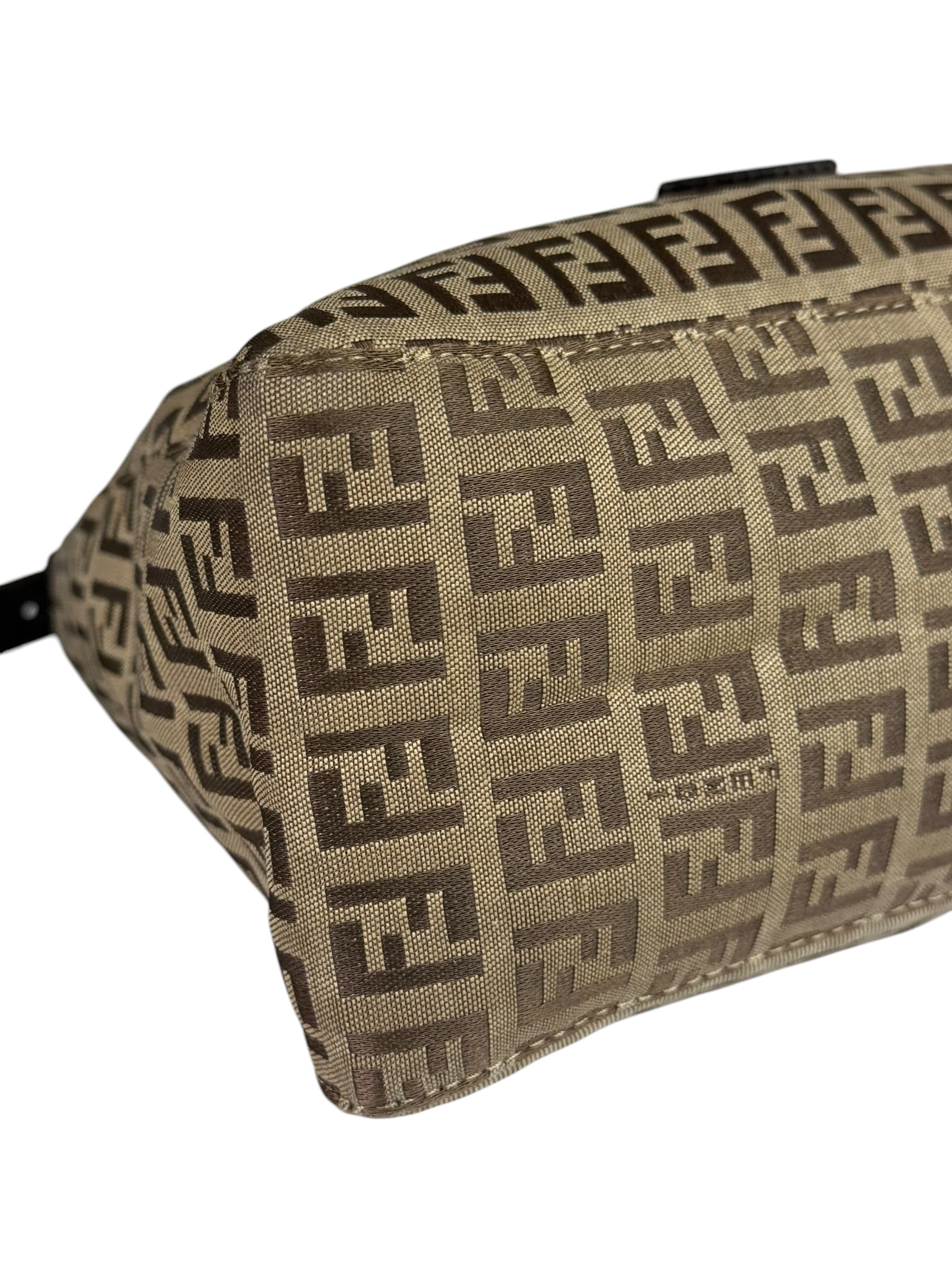 Fendi Brown Leather Trim Zucca Mamma Baguette