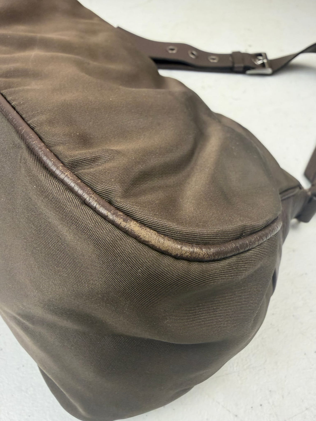 Prada Grey-Brown Taupe Tessuto Nylon Shoulder Bag