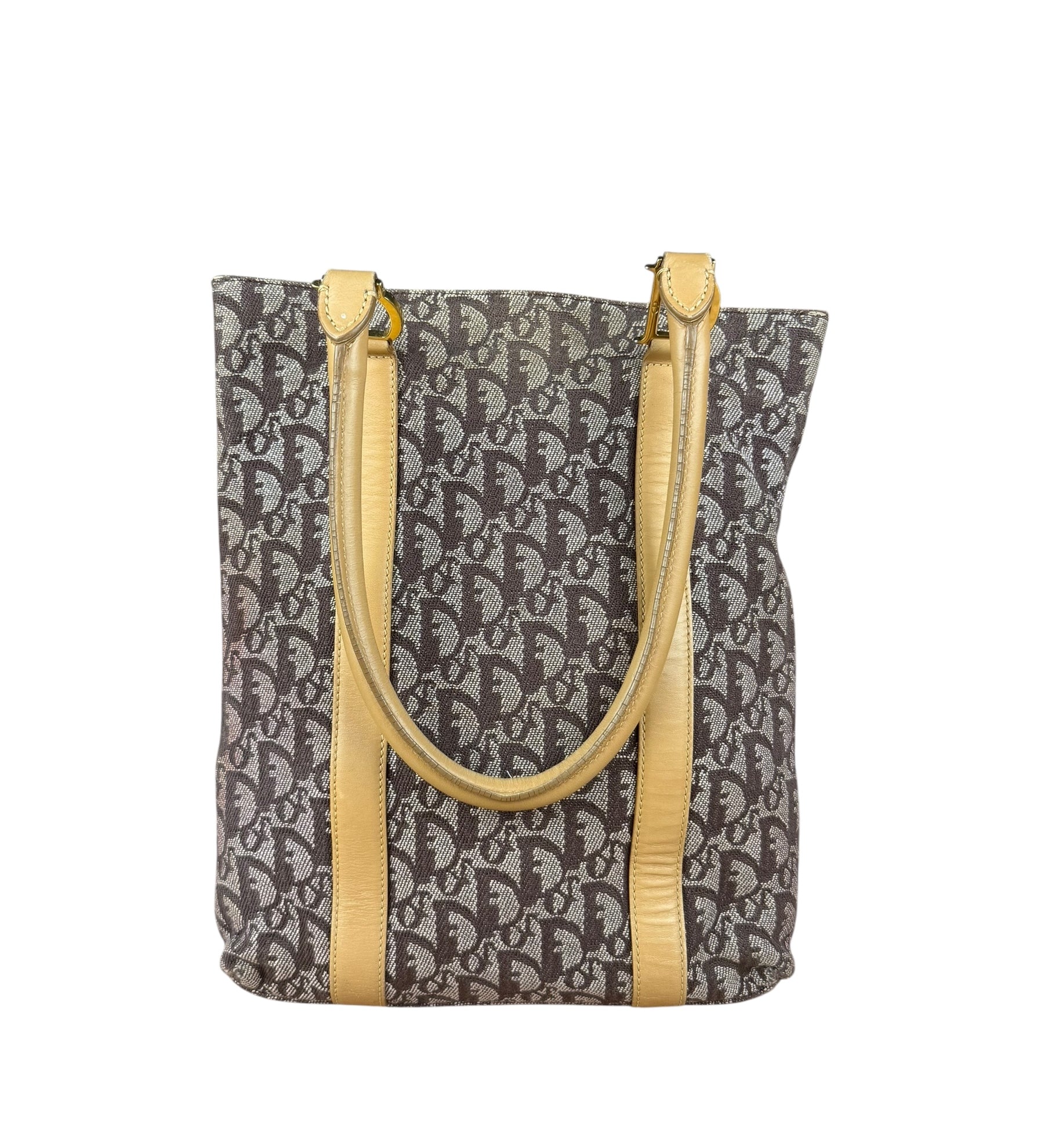 Christian Dior Vintage Trotter Print Tote Brown