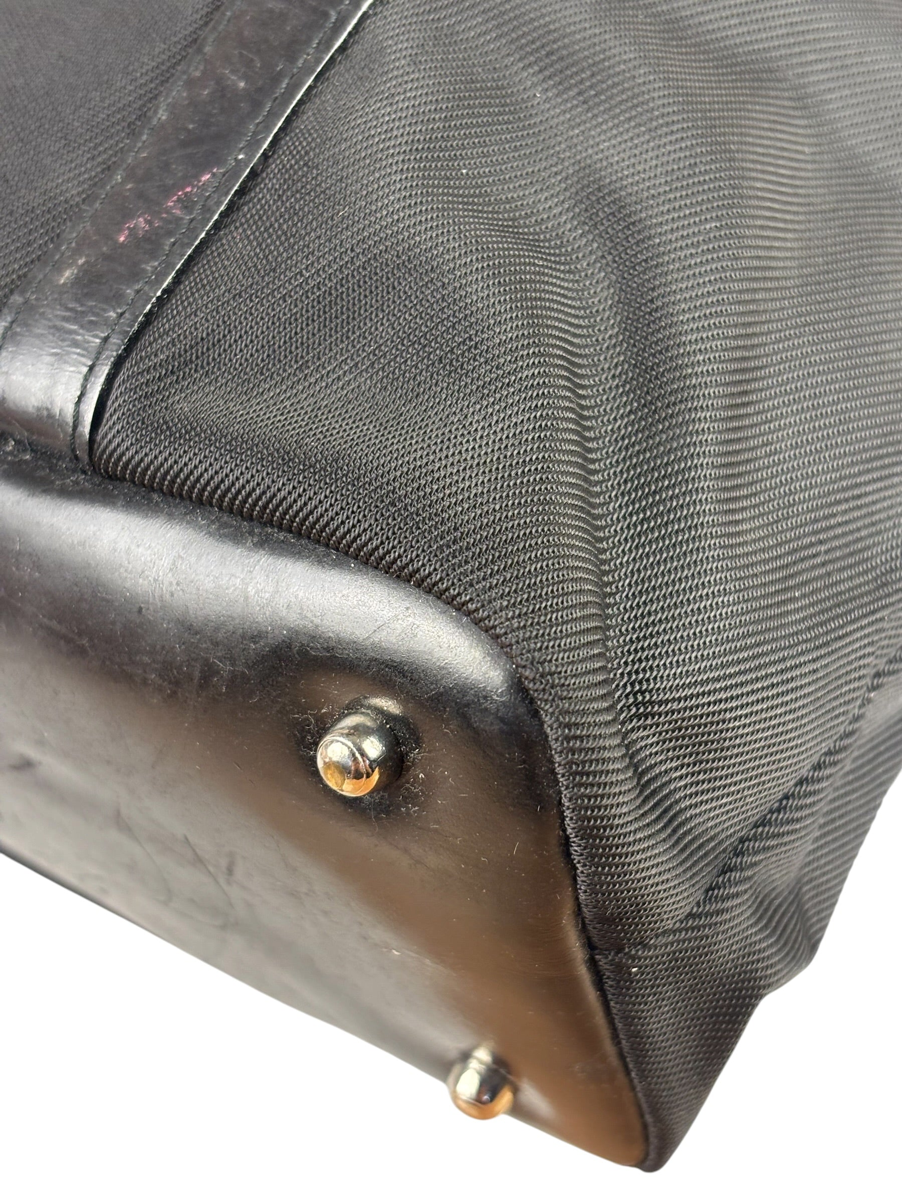 Gucci Black Nylon/Leather Trim Bamboo Top Handle Tote