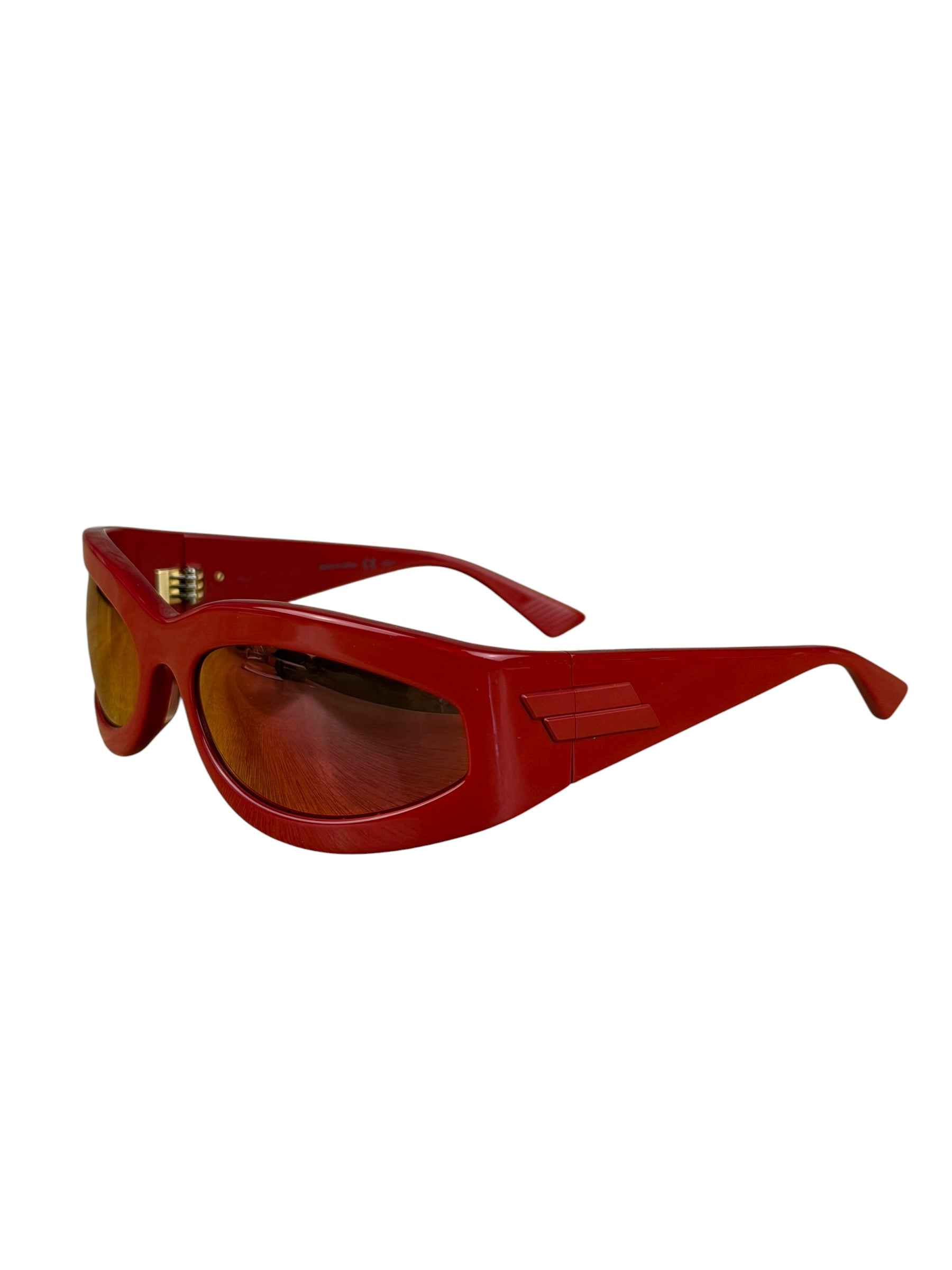 Bottega Veneta Red Shield Frame Sunglasses
