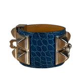 Hermes Blue Alligator Collier De Chien Bracelet