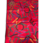 Celine Vintage Red Alphabet Print Handkerchief/Scarf