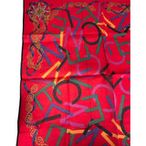 Celine Vintage Red Alphabet Print Handkerchief/Scarf