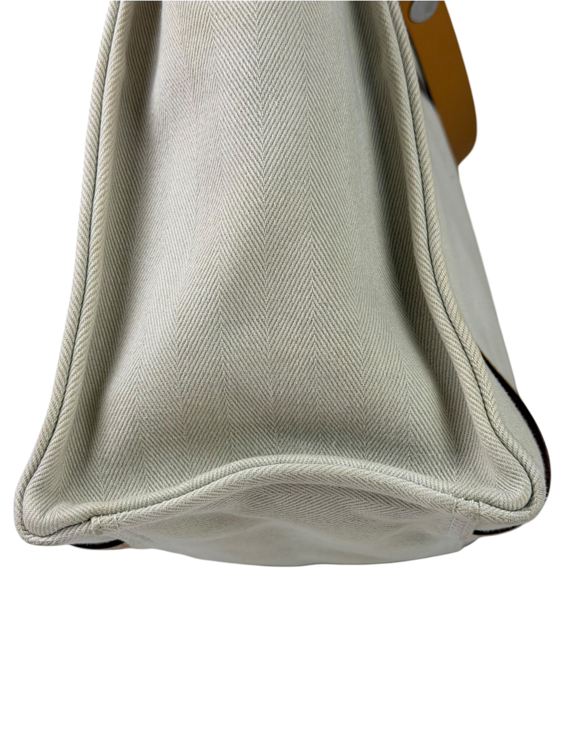 Hermes Beige/Brown Leather Trim Cabalicol Tote