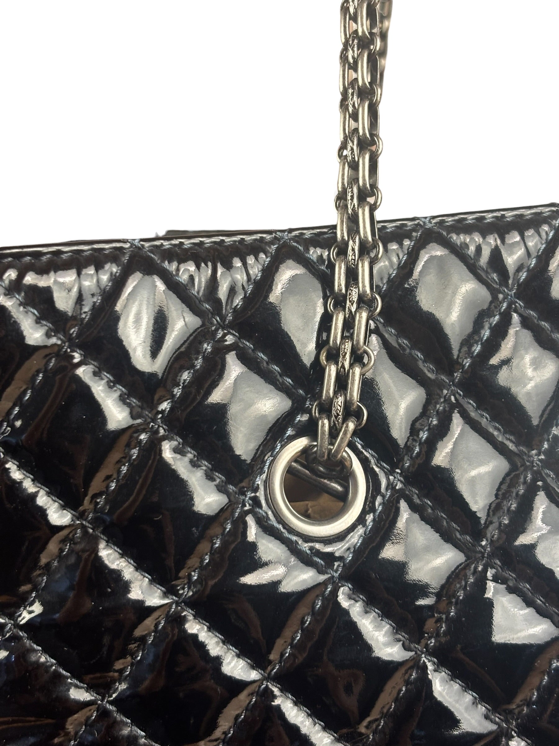 Chanel Black Patent Leather 2.55 Reissue Tote Bag 2010