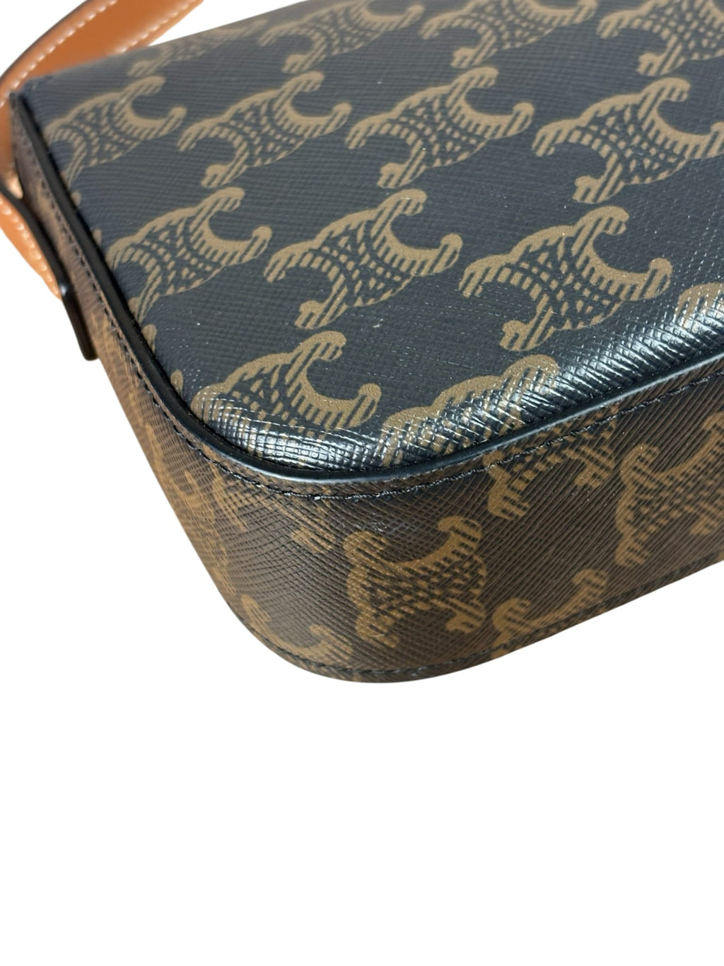 Celine Black/Brown Leather Triomphe Claude Flap Bag
