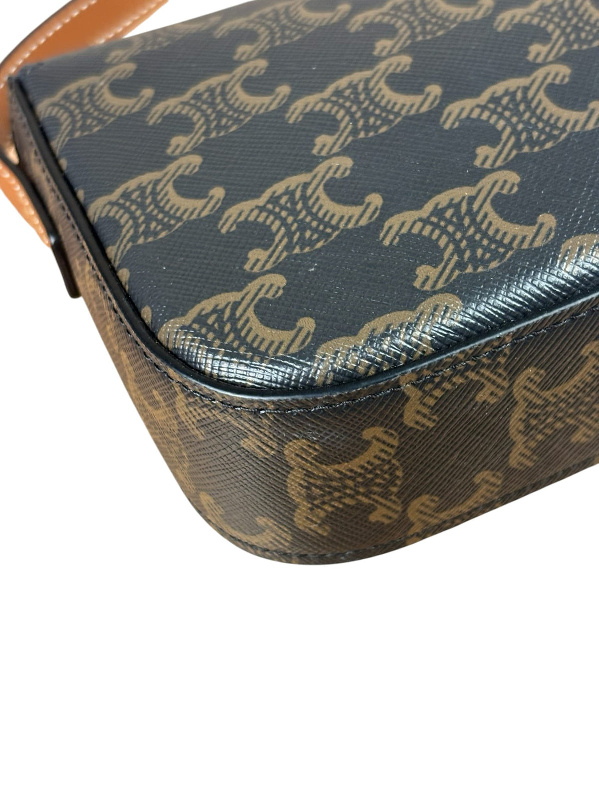 Celine Black/Brown Leather Triomphe Claude Flap Bag